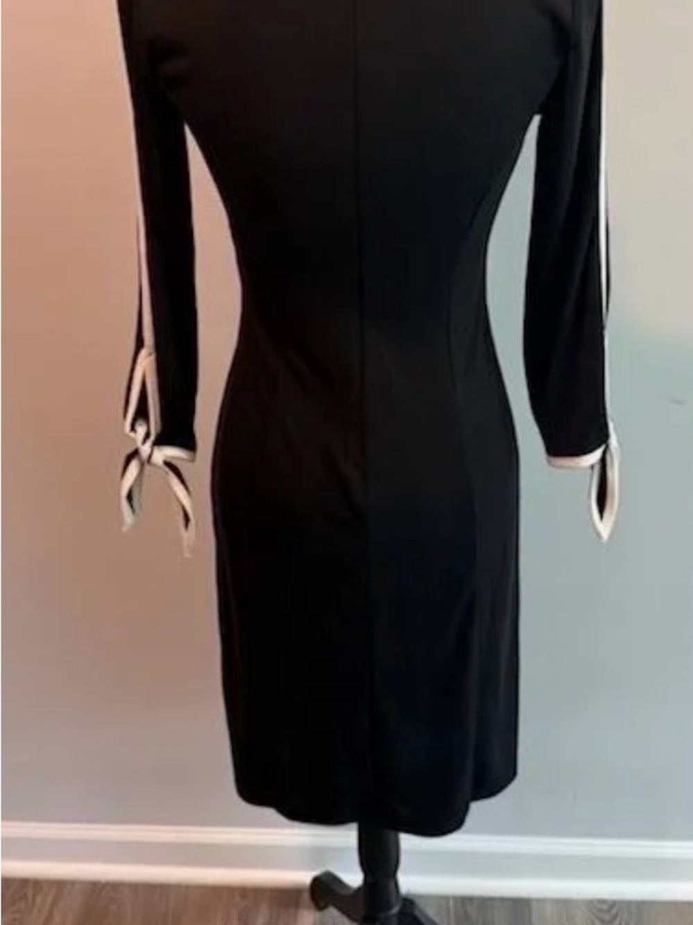 Talbots Black Midi Dress with White Piping - Picture 4 of 4